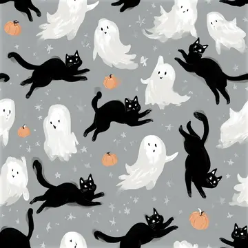 Black Cat Halloween Seamless Pattern
