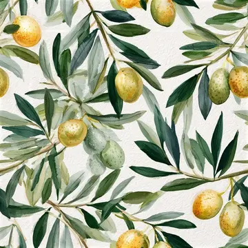 Olive Branch Mediterranean Seamless Pattern