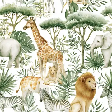 Safari Jungle Animals Seamless Pattern