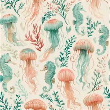 Whimsical Sea Life Seamless Pattern