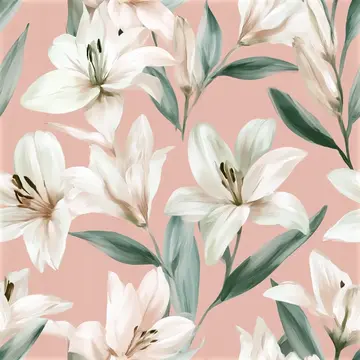 White Lily Wedding Seamless Pattern